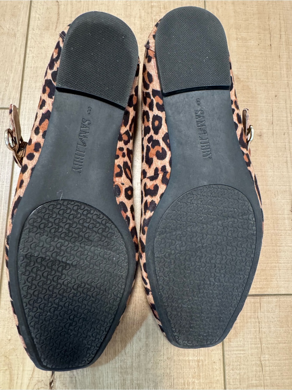 Sam & Libby Leopard Print Mary Jane Flats Size 8 EUC - Picture 6 of 8